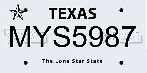 MYS5987 Texas License Plate