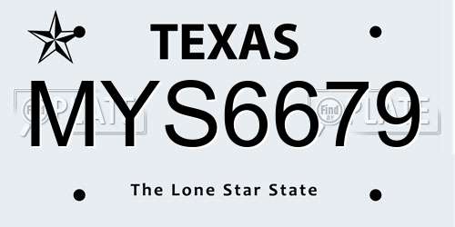 MYS6679 Texas License Plate