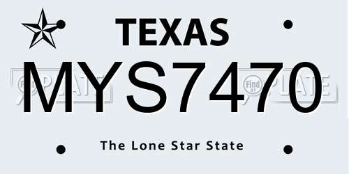 MYS7470 Texas License Plate