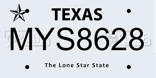 MYS8628 Texas License Plate