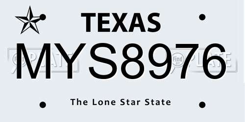 MYS8976 Texas License Plate