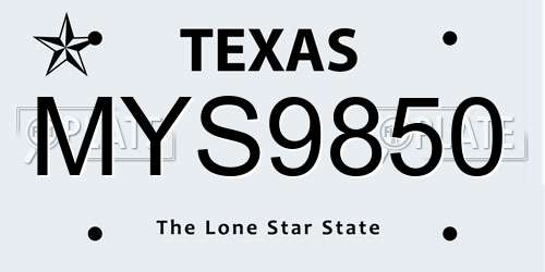 MYS9850 Texas License Plate