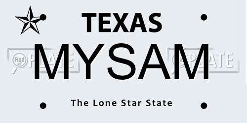 MYSAM Texas License Plate