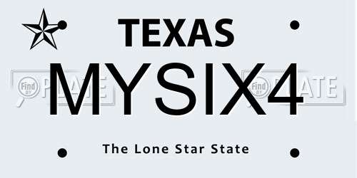 MYSIX4 Texas License Plate