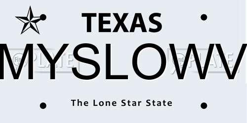 MYSLOWV Texas License Plate