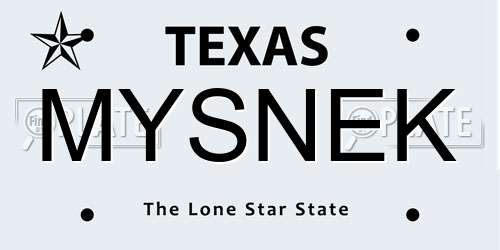 MYSNEK Texas License Plate