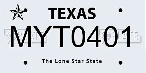 MYT0401 Texas License Plate