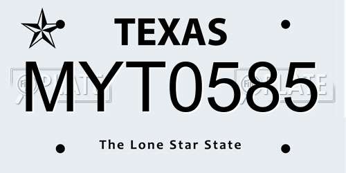 MYT0585 Texas License Plate