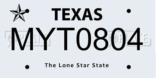 MYT0804 Texas License Plate