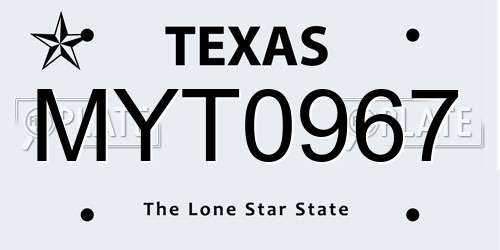 MYT0967 Texas License Plate