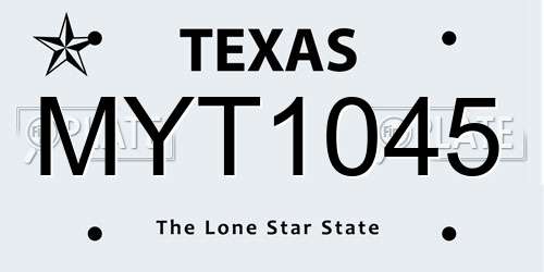 MYT1045 Texas License Plate