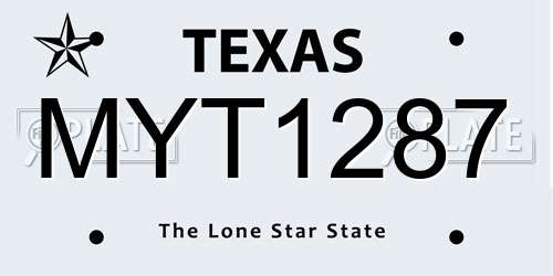 MYT1287 Texas License Plate