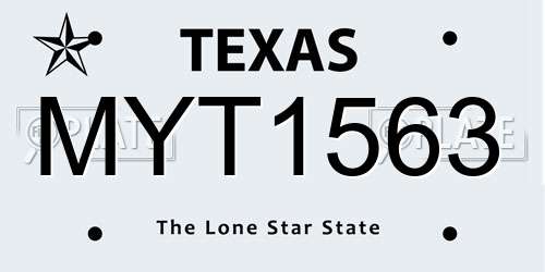 MYT1563 Texas License Plate