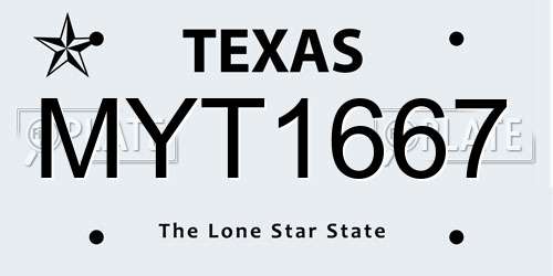 MYT1667 Texas License Plate