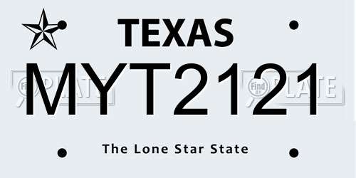 MYT2121 Texas License Plate