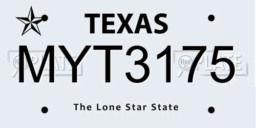 MYT3175 Texas License Plate