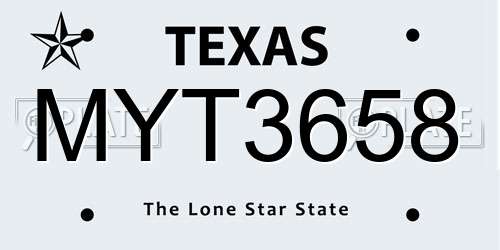 MYT3658 Texas License Plate