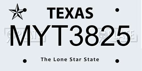 MYT3825 Texas License Plate