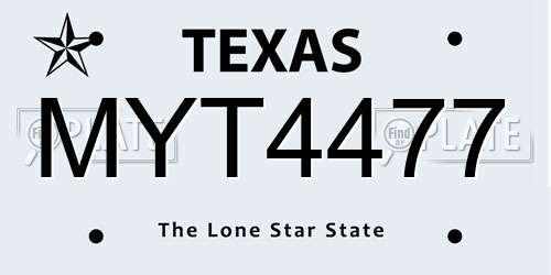 MYT4477 Texas License Plate