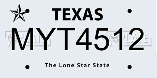 MYT4512 Texas License Plate