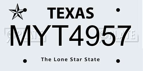 MYT4957 Texas License Plate