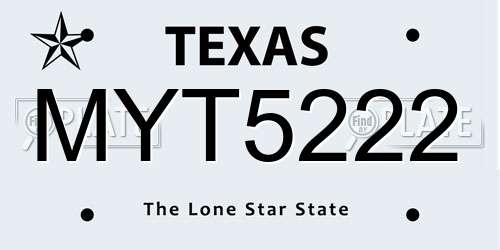 MYT5222 Texas License Plate