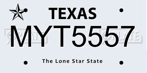 MYT5557 Texas License Plate