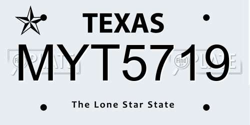 MYT5719 Texas License Plate