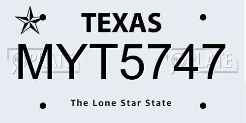 MYT5747 Texas License Plate