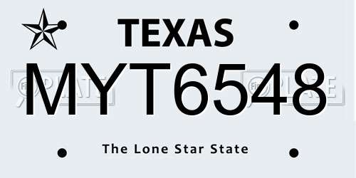 MYT6548 Texas License Plate