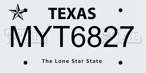 MYT6827 Texas License Plate