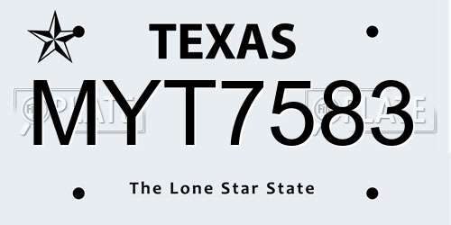 MYT7583 Texas License Plate