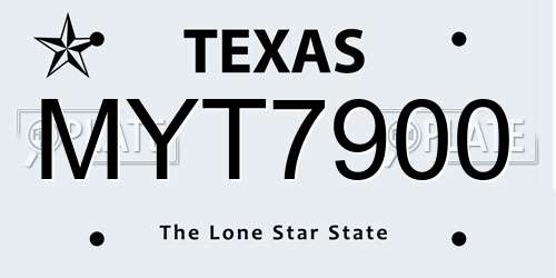 MYT7900 Texas License Plate