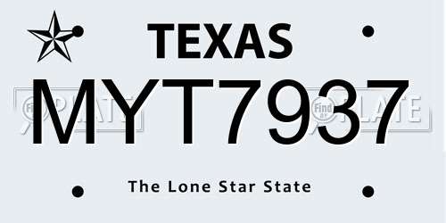 MYT7937 Texas License Plate