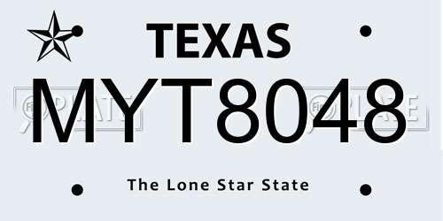 MYT8048 Texas License Plate