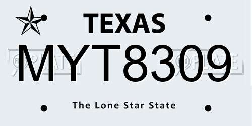 MYT8309 Texas License Plate