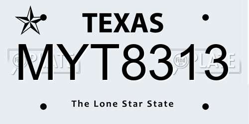 MYT8313 Texas License Plate