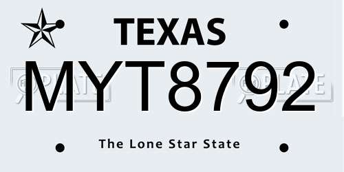 MYT8792 Texas License Plate