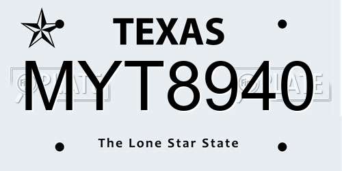MYT8940 Texas License Plate