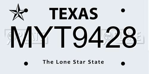 MYT9428 Texas License Plate