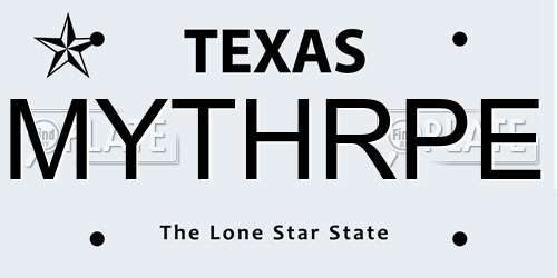 MYTHRPE Texas License Plate