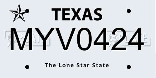 MYV0424 Texas License Plate