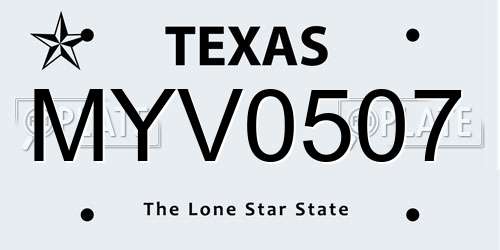 MYV0507 Texas License Plate