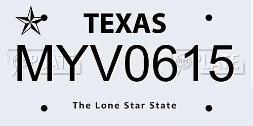 MYV0615 Texas License Plate