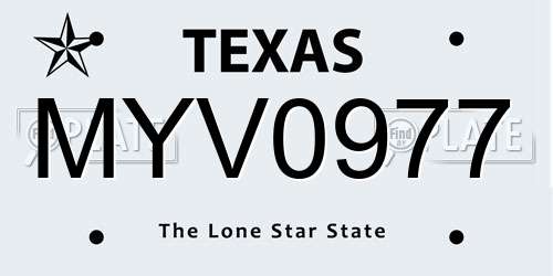 MYV0977 Texas License Plate