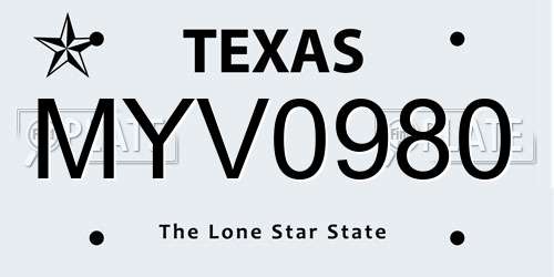 MYV0980 Texas License Plate
