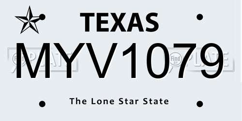 MYV1079 Texas License Plate