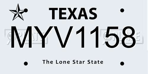 MYV1158 Texas License Plate