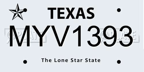 MYV1393 Texas License Plate