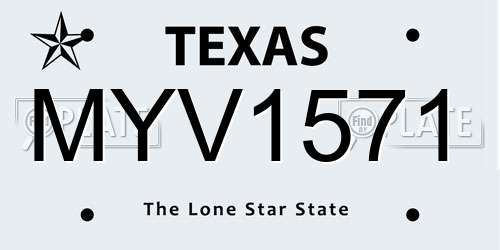 MYV1571 Texas License Plate